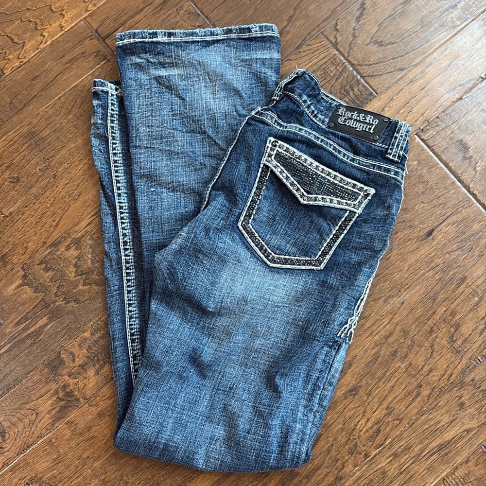 Black bling  pockets rock & roll denim jeans